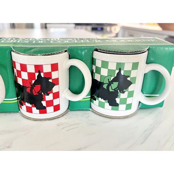 VINTAGE NEW Scottie Dog Mugs Set of 4 Scottish Terrier Coffee Tea Cups 1985 80s - Picture 2 of 8